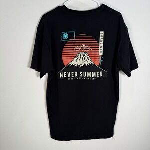 Never Summer T-shirt Men's Sz L Black Short Sleeve Shred Snowboarding Tee